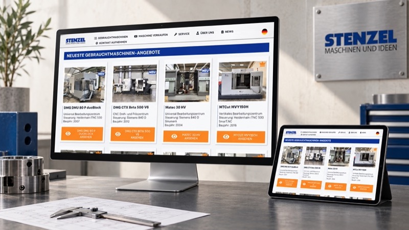 CNC Stenzel — SEO- und Content-Begleitung als Desktop- und Tablet-Mockup