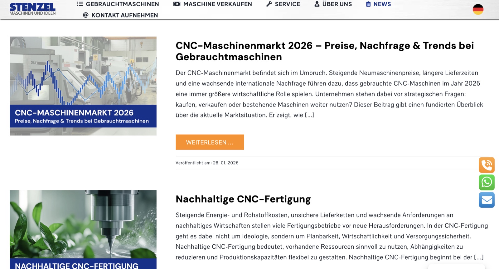 News-Übersicht von CNC Stenzel mit Fachbeiträgen zum CNC-Maschinenmarkt und zur CNC-Fertigung