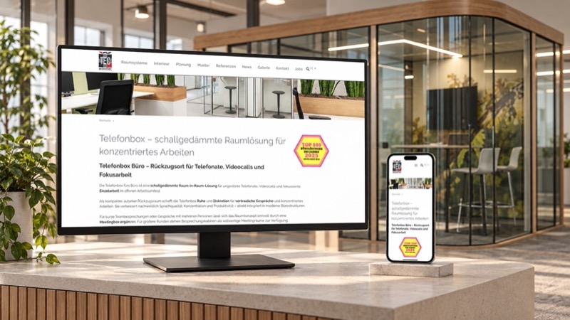woodtec — SEO- und Content-Begleitung als Desktop- und Smartphone-Mockup
