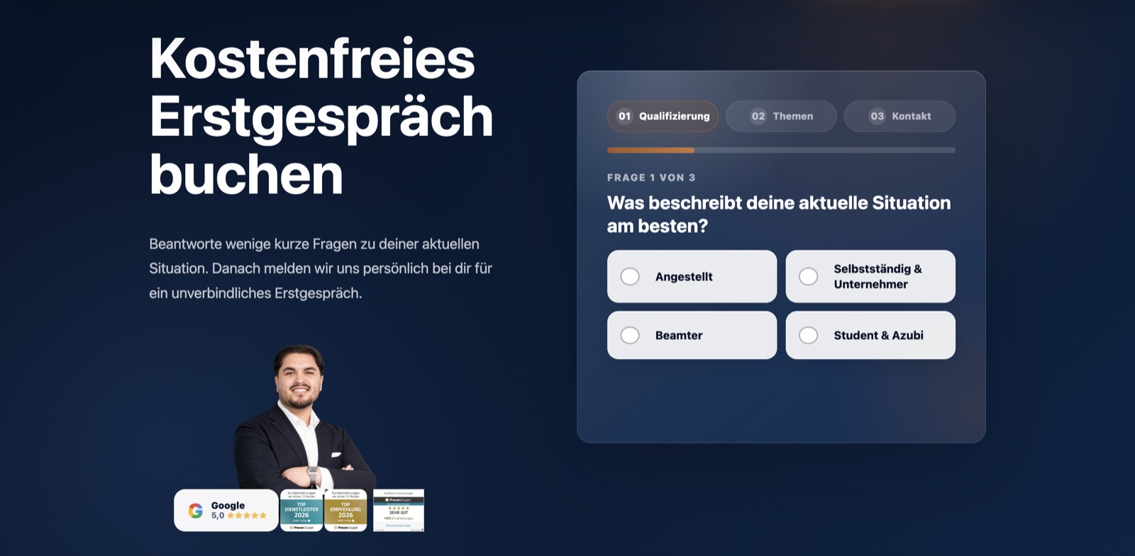 Mehrstufiger Kontaktfunnel auf der TrustPlan Website